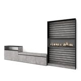 Skraut Home TV-meubelset | eetkamermeubelset | 360 x 186 x 35 cm | voor tv tot 65 inch | elektrische open haard | moderne stijl | cement