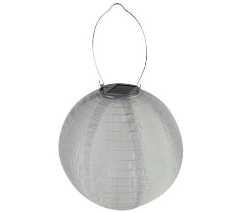 Perel Lampion op Zonne-energie 25 cm Nylon/Staal Wit