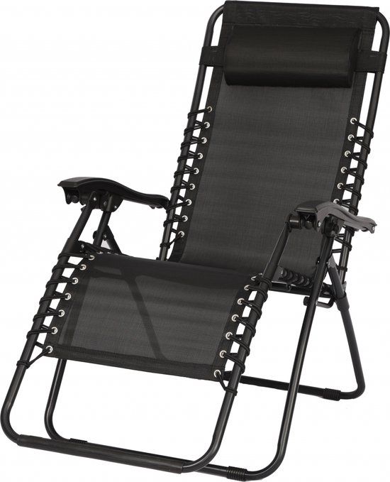 Tuinstoel Vita Alves Relax - Zwart - Met Kussen - Verstelbaar