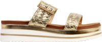 The Divine Factory JP Chaussures Sandalen met sleehak, om gewoon aan te trekken, Dames, Maat 39, Goud, Plateau sandalen, Synthetisch, Kunststof, Dierenprint, Casual schoenen, Gesp, Open hiel, Vlakke zool