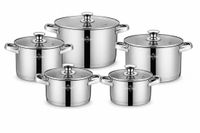 Swiss Haus® EC1010 RVS Pannenset Inductie – 10 Delige Pannen met Deksel – PFAS Vrij - Ovenbestendig tot 260°C – Alle Warmtebronnen – Professionele Kookpannen Set - RVS
