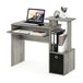 Furinno Econ Multifunctioneel thuiskantoor computerbureau met legplank en lade, hout, Frans Eiken, grijs/zwart, 40.01 x 40.01 x 86.61 cm