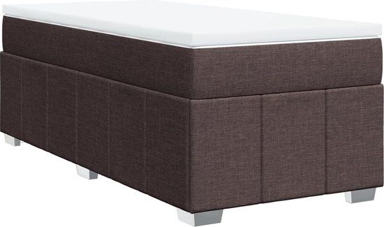 vidaXL Boxspring met matras stof donkerbruin 80x200 cm