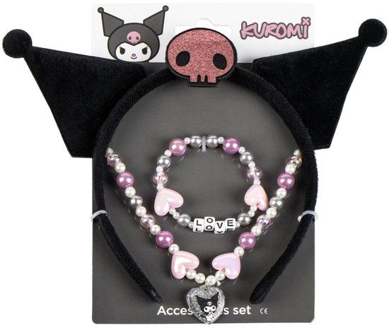Hello Kitty Sieradenset met hoofdband, halsketting en armband met parels in roze en pareltinten, officiële kinderaccessoires voor meisjes vanaf 3 jaar met Kawaii-design en geschenkverpakking