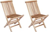 vidaXL Tuinstoel, inklapbaar, 2 stuks, naturel, massief teakhout