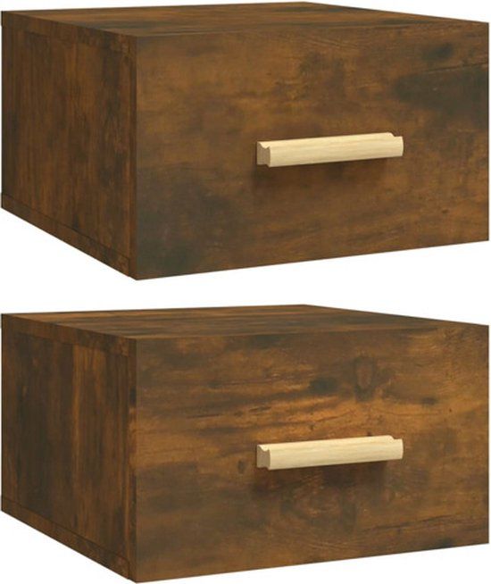 vidaXL Nachtkastjes 2 stuks wandgemonteerd 35x35x20 cm gerookt eikenkleur