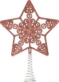 Merkloos / Sans marque Kerstboom piek - open ster - donker roze - glitter - 20 cm - kunststof