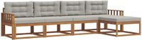vidaXL Bank loungeset 5 zitplaatsen Acacia hout Naturel en lichtgrijs