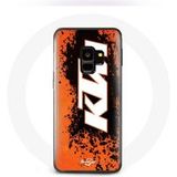 Maniacase Hoesje voor Samsung Galaxy S9 plus KTM logo wit oranje achtergrond