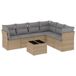 vidaXL 7-delige Loungeset met Kussens, Poly Rattan, Beige