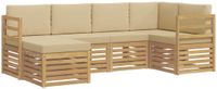 vidaXL Hoek loungeset 5 zitplaatsen Polyester Wit en Beige