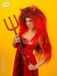 Finidi Pruik Duivel extra lang Rood - Zalm Kunsthaar Vrouwen Halloween