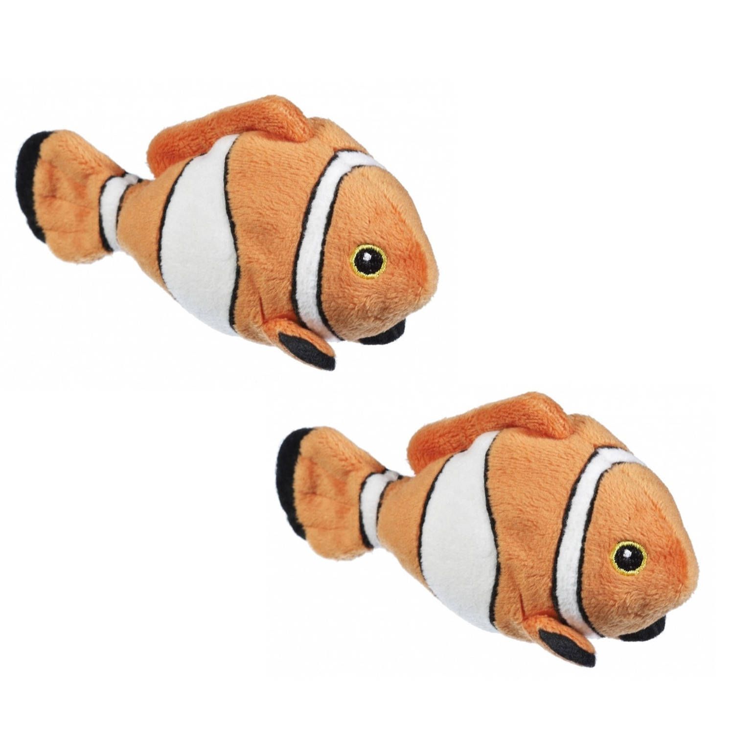 Nature Planet Set van 2x knuffels clownvis oranje/wit 13 cm - 8720576110614