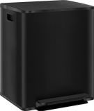 HOMCOM Pédalier en acier inoxydable et plastique, 2 x 25 litres, noir