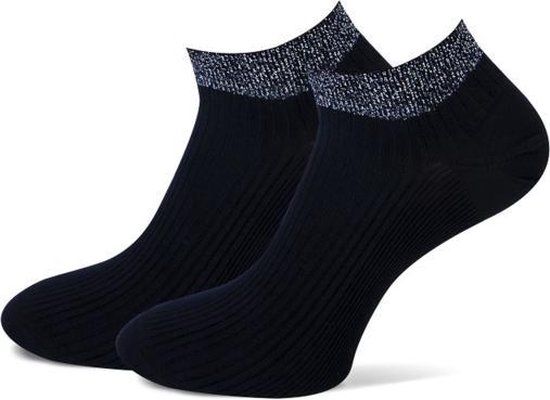 Marcmarcs 2 paar korte sneaker sokken - Glitter - 38 - Zwart