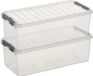 Sunware q-line boîte de rangement - 2x - 9.5 litre - 48 x 19 x 15 cm - plastique - transparent
