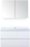 BES LED Maxx XL Badmeubelset 100 cm - Wit Hoogglans - Wastafel Just Zonder Kraangat met Spiegelkast