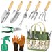 Elzusha - Set de jardin en acier inoxydable de 9 pièces