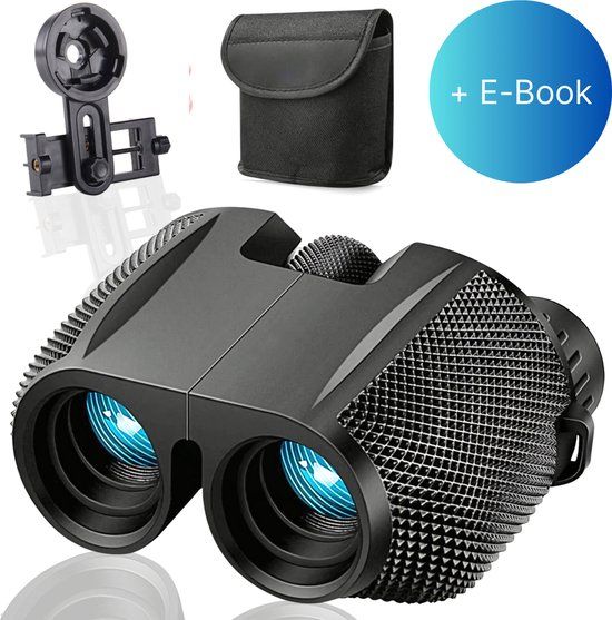 Zoomble 10x25 Compact Binoculars with Phone Holder - Waterproof, for Bird Watching & Outdoor Activities
