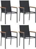vidaXL Tuinstoelen 4 st 55x61,5x90 cm textileen en staal zwart