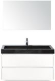 BES LED Dante Badmeubelset 100 cm - Wit Hoogglans - Wastafel Hardsteen Wit Lucca met Spiegel