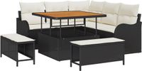 vidaXL Tuinbank Set Zwart/Crèmewit Metaal 100 cm Breed 71 cm Hoog