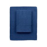 zer0bed, Blauwe badhanddoeken, set van 2 badhanddoeken, gezichtshanddoek, bidethanddoek, effen, blauw, 100% katoen, set van 2 stuks