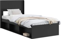 vidaXL Bedframe met opbergruimte en hoofdbord Zwart 75 x 190 cm