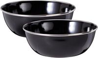 Redcliffs Set de bols - 2x pièces - noir - 15 x 5 cm - émail - camping/outdoor - bols