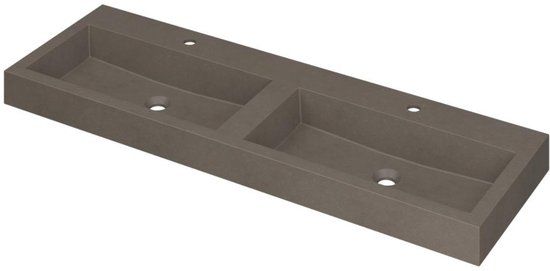 Wastafel INK Momento Dubbele Wastafel 140cm Quartz Beton Grijs met 2 Kraangaten