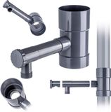 KADAX Regenverzamelaar, 90 mm, regenwaterverzamelaar voor regenpijp, regendief met geïntegreerd ventiel, waterverzamelaar van hoogwaardig kunststof, waterdief, grijs