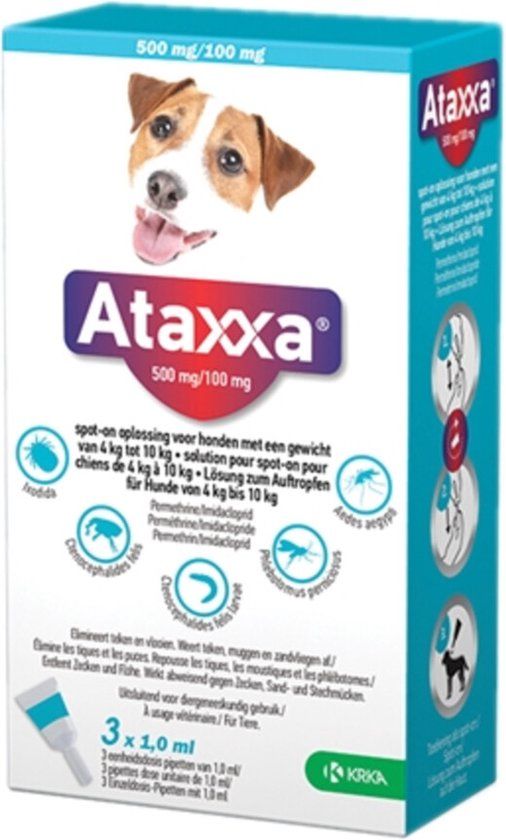 Ataxxa Spot On Anti Vlooien en Teken Druppels Hond 4-10 kg - 3 pipetten