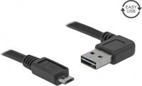 Delock Micro USB naar Easy-USB-A haaks (links/rechts) kabel - USB2.0 - tot 2A / zwart - 2 meter