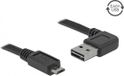 Delock Micro USB naar Easy-USB-A haaks (links/rechts) kabel - USB2.0 - tot 2A / zwart - 2 meter