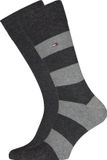 Tommy Hilfiger MEN RUGBY SOCK 2P Mannen Sokken Maat 39-42 Grijs Gestreept Katoen/Polyamide/Elastaan 2 Paar