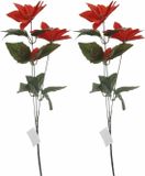 Merkloos / Sans marque Koopman International 2x Rode Kerstster bloem 66 cm
