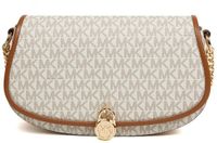 Michael Kors Mila Medium East-West Sling Messenger Vanilla Gebloemd Leer Dames Crossbodytas
