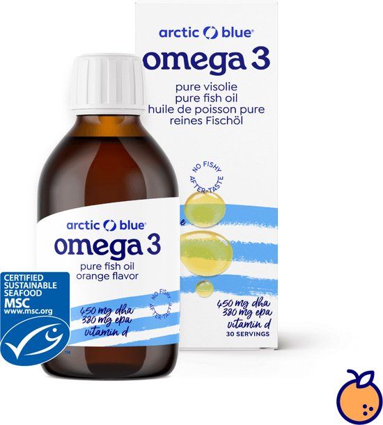Arctic Blue Omega 3 Visolie - Sinaasappelsmaak - 150ml - 30 doseringen - MSC Keurmerk
