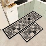 Merkloos Set van 2 Keukentapijten - Vintage Antislip Wasbaar Duurzaam Anti-vermoeidheid - Voor Keuken Badkamer Woonkamer Hal - 43x75 cm en 43x150 cm