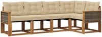 vidaXL - Hoek loungeset - 5 zitplekken - Natuurlijk en beige - Acacia hout