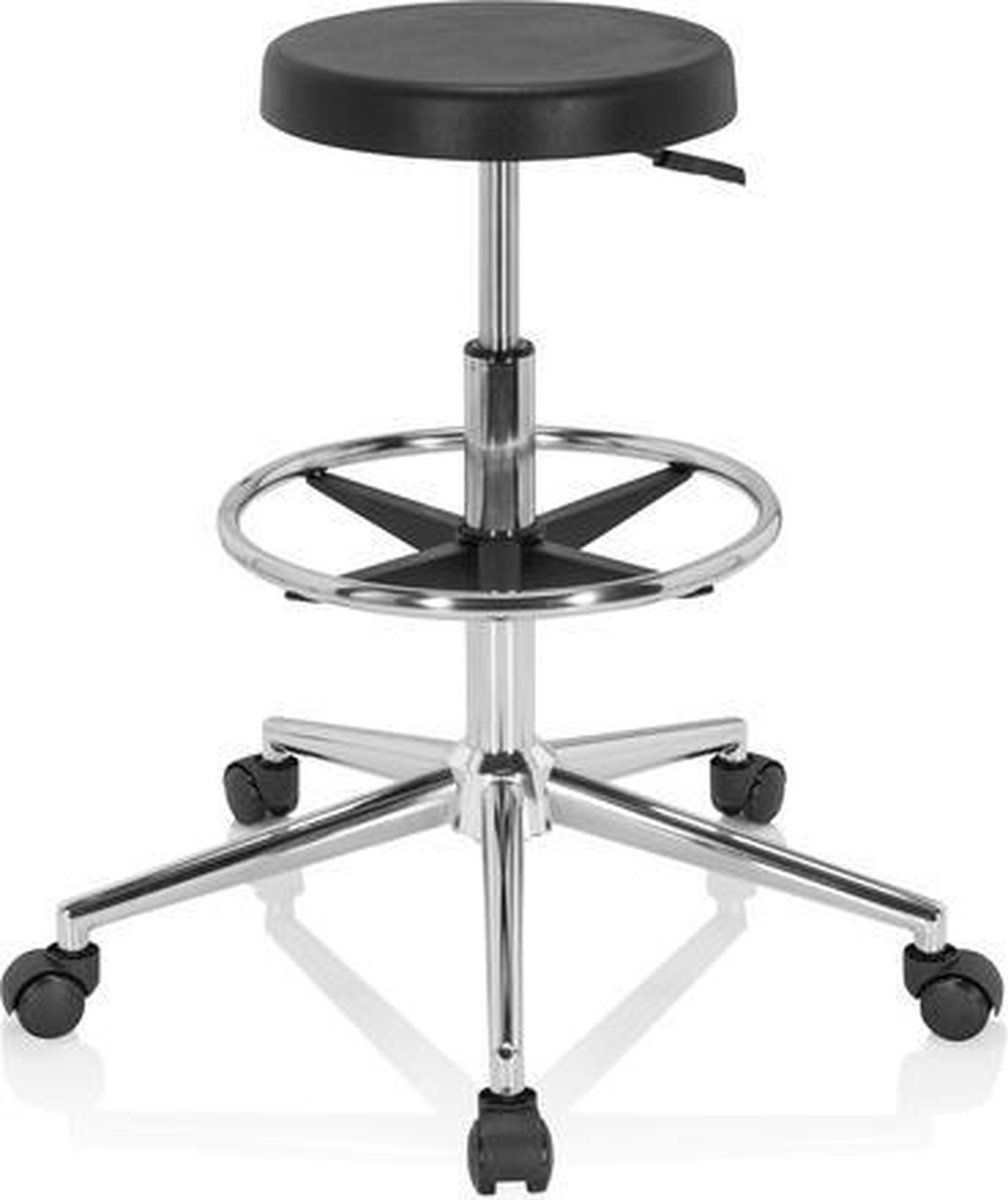 HJH OFFICE TOP WORK 14 I - Werkstoel / werkkruk / verhoogde bureaustoel - Zwart