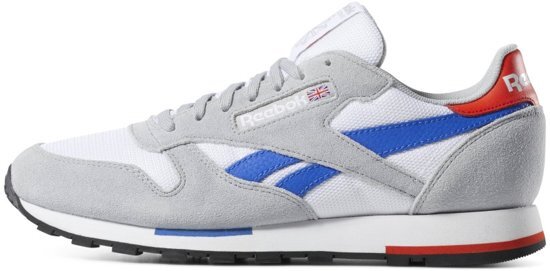 Reebok Reebok Cl Leather Mu Heren Sneakers - Wedge-White/Grey/Crushed Cobalt/Orange/Black - Maat