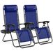SereneLife Set van 2 Ligstoelen - Verstelbare Tuinligstoelen met Zijtafel, Bekerhouders, Afneembare Kussens - Opvouwbare en Draagbare Loungestoelen voor Terras, Tuin, Strand - Blauw