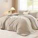 Ibenzoa® Housse de couette douce et confortable en coton – 135x200 cm, 4 pièces, Beige/Kaki/Taupe