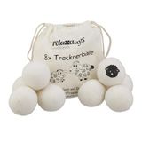 Relaxdays Droogballen van schapenwol voor de droger, milieuvriendelijk, sneldrogend, wit, 8 stuks