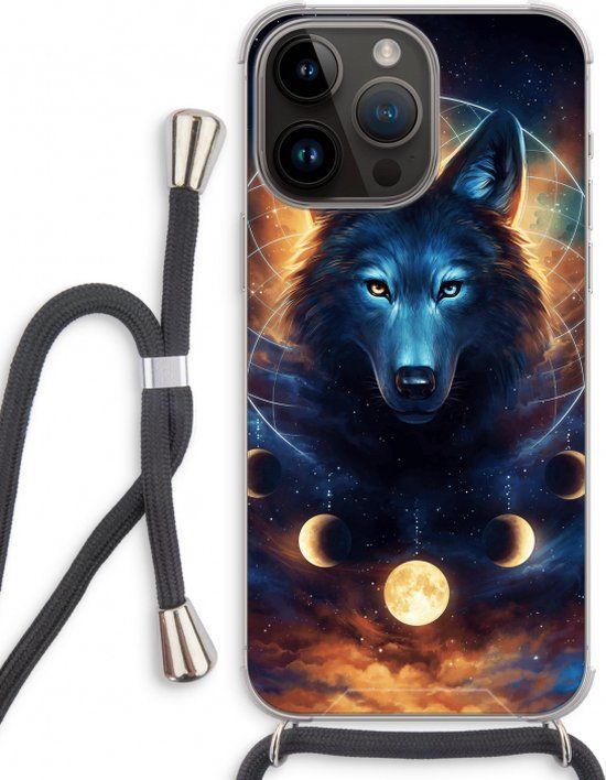 Case Company® iPhone 14 Pro Max Case with Cord - Wolf Dreamcatcher - Black Cord - Back Cover