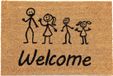 Merkloos Relaxdays deurmat kokos 'welcome', inloopmat, 60 x 40 cm, binnen & buiten, antislip, natuur/zwart