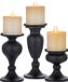 Sziqiqi Set de 3 chandeliers piliers en métal, chandelier pour bougies piliers, chandeliers noirs centres de table pour table cheminée décor, +M+L