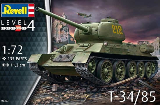 Revell 03302 Modellbausatz T-34/85 im Maßstab 1:72, Level 4