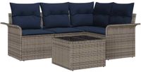vidaXL Tuinbank Set 5-st Grijs Poly Rattan
